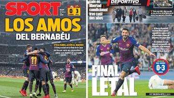 Portadas de &#039;Sport&#039; y &#039;Mundo Deportivo&#039; del jueves, 28 de febrero de 2019.