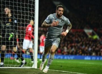 1-1. Manchester United-Burnley.  Danny Ings of Burnley celebró el gol del empate.