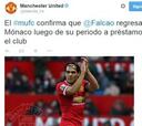 Manchester United: Falcao no se queda y regresa al Mónaco
