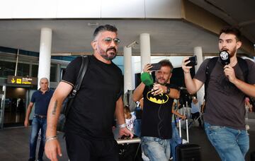 Gattuso, a su llegada a Valencia tras el viaje de Singapur. 