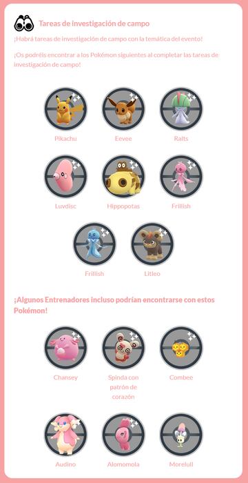 pokémon go evento san valentín 2023 tareas investigación campo