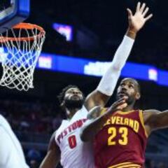 LeBron supera al logo, pero se estrella con Drummond (25-18)