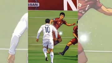 Golazo de Cristiano y asistencia de James en versión anime.