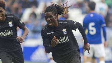 Richard Boateng celebra un gol con la U.D. Melilla