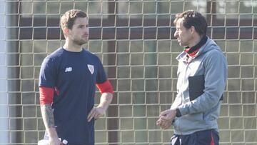 Íñigo en su primer entrenamiento con el Athletic.