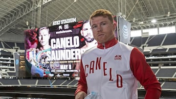  May 4, 2021; Dallas, TX; Saul -Canelo- Alvarez tours AT-T Stadium and meets with the media prior to his fight against Billy Joe Saunders (GBR) on May 8, 2021 in Dallas.
 
 &lt;br&gt;&lt;br&gt;
 
 4 de mayo de 2021; Dallas, TX; Saul -Canelo- Alvarez recorre el AT-T Stadium y se reune con los medios previo a su pelea contra Billy Joe Saunders (GBR) el 8 de mayo de 2021 en Dallas.