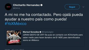 Chicharito niega que Cristiano contactara para donar a los damnificados del terremoto