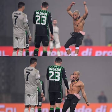 El aficionado que saltó al campo para abrazar a Cristiano Ronaldo en el Sassuolo - Juventus.