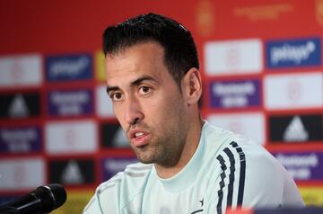 Sergio Busquets, jugador de la Selecci¨®n, en conferencia de prensa.