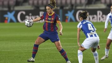 Alexia Putellas, en una acción del histórico Barça-Espanyol celebrado en el Camp Nou.
