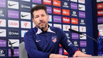 Simeone, entrenador del Atl¨¦tico, en rueda de prensa.