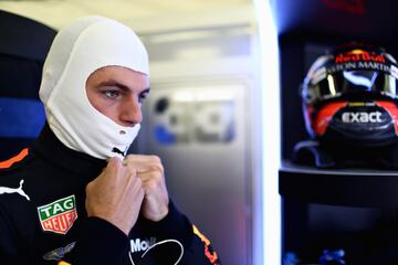 Max Verstappen preparándose para la carrera en el GP de Gran Bretaña.