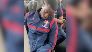 David Luiz torments sleeping Arsenal team mates