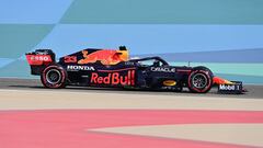 Red Bull&#039;s Dutch driver Max Verstappen drives during the first practice session ahead of the Bahrain Formula One Grand Prix at the Bahrain International Circuit in the city of Sakhir on March 26, 2021. (Photo by ANDREJ ISAKOVIC / AFP)