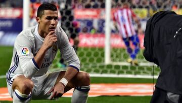 Cristiano, en el último derbi de Liga del Calderón.