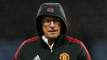 Ralf Rangnick durante un partido como entrenador interino del Manchester United.