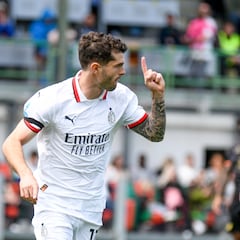 Christian Pulisic scored the first goal of AC Milan in his match for day 34 of series A. The American records his best scoring campaign. (Italy, Venice) EFE/EPA/ETTORE GRIFFONI