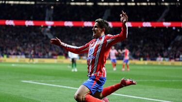 Soccer Football - Copa del Rey - Quarter Final - Atletico Madrid v Getafe - Metropolitano, Madrid, Spain - February 4, 2025 Atletico Madrid's Giuliano Simeone celebrates scoring their second goal REUTERS/Violeta Santos Moura TPX IMAGES OF THE DAY