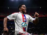 (FILES) Lyon�s Brazilian forward #09 Endrick celebrates celebrates scoring his team's first goal during the French Cup round of 16 football match between Olympique Lyonnais and Laval Stade Mayenne FC at Groupama Stadium in Lyon on February 4, 2026. Young striker Endrick, who has enjoyed a resurgence since joining Olympique Lyon on loan from Real Madrid, is the standout new addition to Brazil�s squad for this month�s friendlies against France and Croatia, head coach Carlo Ancelotti announced on March 16, 2026. (Photo by OLIVIER CHASSIGNOLE / AFP)