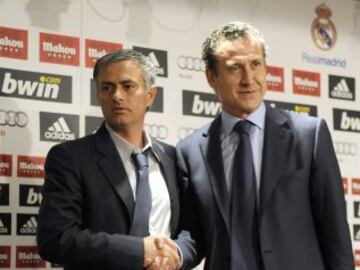 Presentación de Mourinho como entrenador del Real Madrid con Jorge Valdano