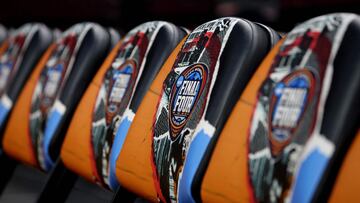 A detail view of March Madness seats are seen ahead of the 2024 NCAA Women's Basketball Tournament Final Four at Rocket Mortgage Fieldhouse