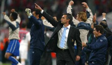 Jose Mourinho celebrates after leading Porto to the Champions League title in May, 2004.