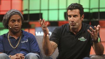 Ronaldinho and Luis Figo at the Web Summit in Lisbon, Portugal