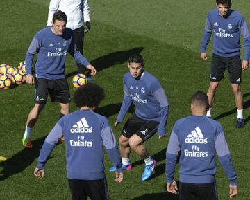 James trains with the rest of the Madrid squad ahead of the Valencia trip
