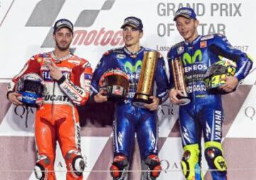  Dovizioso, Maverick Viñales y Valentino Rossi