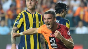 Lukas Podolski puts Galatasaray in front.