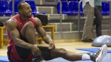 Joey Dorsey, en un entrenamiento del Bar&ccedil;a.