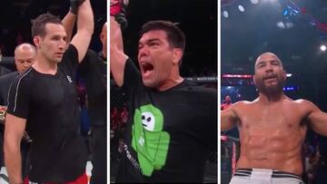 Rory MacDonald, Lyoto Machida y Juan Archuleta celebras sus triunfos en Bellator 222.