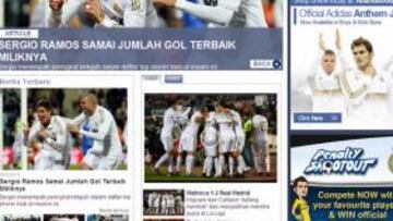 <b>NUEVO. </b>Así será la página web en indonesio. Sus seguidores seguirán la actualidad del Madrid.