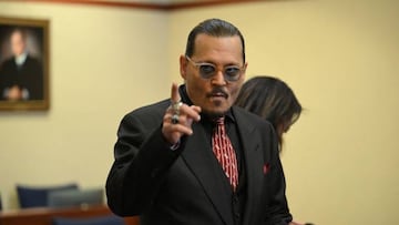 US actor Johnny Depp arrives in the courtroom at the Fairfax County Circuit Court in Fairfax