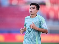 Gilberto Mora of Mexico during FIFA U-20 Mens World Cup Chile 2025 match between Spain and Mexico (Mexican National team) as part Group-C at Estadio Nacional Julio Martinez Pradanos, on October 01, 2025 in Santiago, Chile.
