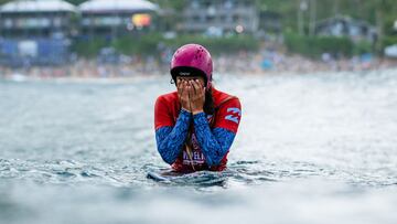 HALEIWA, HAWAII - FEBRUARY 6: Moana Jones Wong of Hawaii wins the Final at the Billabong Pro Pipeline on February 6, 2022 in Haleiwa, Hawaii. (Photo by Brent Bielmann/World Surf League)