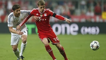 Xabi Alonso, en el Real Madrid, y Kroos, en el Bayern, en 2014.