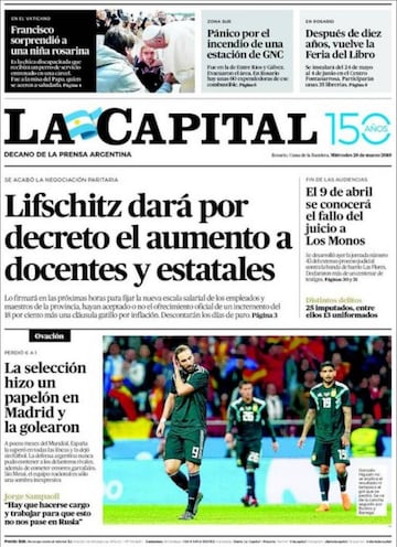 Las portadas de la prensa tras el 6-1 de España a Argentina