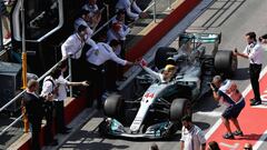 MONTREAL, QC - JUNE 11: Race winner Lewis Hamilton of Great Britain and Mercedes GP is congratulated by Mercedes GP Executive Director Toto Wolff in the Pitlane during the Canadian Formula One Grand Prix at Circuit Gilles Villeneuve on June 11, 2017 in Montreal, Canada.   Mark Thompson/Getty Images/AFP
 == FOR NEWSPAPERS, INTERNET, TELCOS &amp; TELEVISION USE ONLY ==