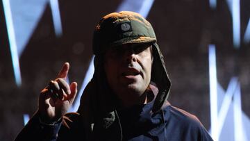 LONDON, ENGLAND - FEBRUARY 08: (EDITORIAL USE ONLY) Liam Gallagher performs during The BRIT Awards 2022 at The O2 Arena on February 08, 2022 in London, England. (Photo by JMEnternational/Getty Images)