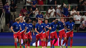 Estados Unidos celebra el gol de Yunus Musah frente a Panamá en amistoso disputado en Austin, Texas.