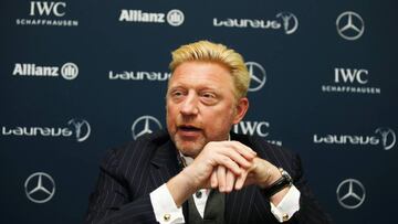 Boris Becker posa en una rueda de prensa previa a los Premios Laureus de 2016.