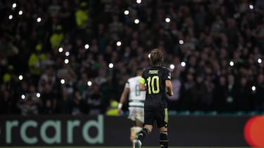 Modric, en el partido frente al Celtic en Glasgow.