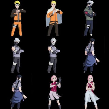 Todos los estilos de los skins Naruto, Kakashi, Sasuke y Sakura en Fortnite