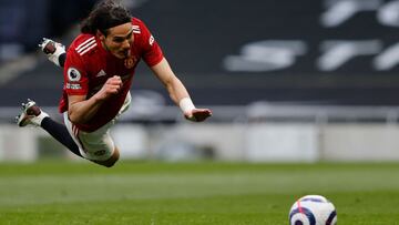 Cavani, en el partido entre el Manchester United y el Tottenham.