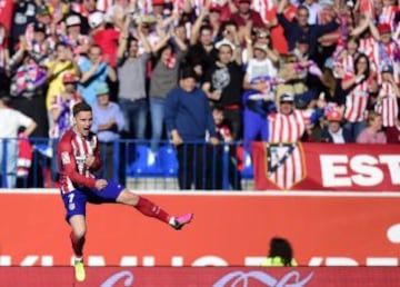 Griezmann celebrando su gol que adelanta a los rojiblancos.