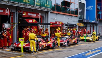 50 FUOCO Antonio (ita), MOLINA Miguel (spa), NIELSEN Nicklas (dnk), Ferrari AF Corse, Ferrari 499P #50, Hypercar, 51 CALADO James (gbr), GIOVINAZZI Antonio (ita), PIER GUIDI Alessandro (ita), Ferrari AF Corse, Ferrari 499P #51, Hypercar, 83 HANSON Phil (gbr), KUBICA Robert (pol), YE Yifei (chn), AF Corse, Ferrari 499P #83, Hypercar, action during the 6 Hours of Imola 2025, 2nd round of the 2025 FIA World Endurance Championship, from April 18 to 20, 2025 on the Autodromo Internazionale Enzo e Dino Ferrari in Imola, Italy - Photo Julien Delfosse / DPPI