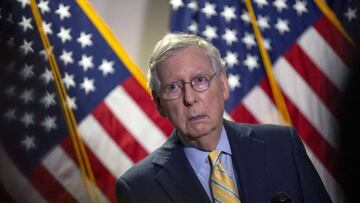 WASHINGTON, DC - JUNE 30: Senate Majority Leader Mitch McConnell (R-KY) speaks during a press conference following the weekly Senate Republican policy luncheon in the Hart Senate Office Building on June 30, 2020 in Washington, DC. McConnell stated that a 