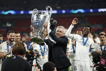 Ancelotti levantó en Wembley su quinta Champions como entrenador. 