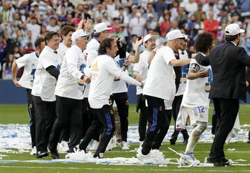 Un momento de la celebración en el Bernabéu. 